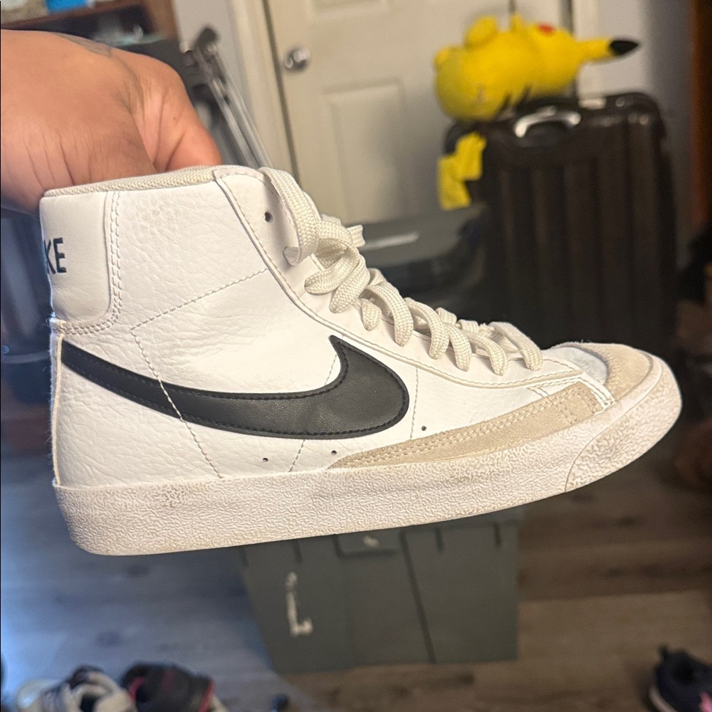 Nike Kids White and Black High-Top Shoes